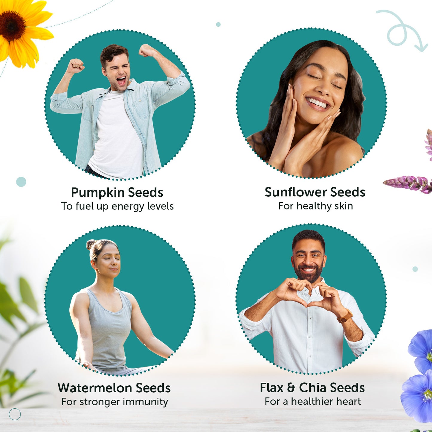 Healthy Seeds Mix rich in Vitamin E, healthy fats & Omega-3 for Heart & Brain, Immunity & Bones and Hair & Skin Healthy Seeds Mix rich in Vitamin E, healthy fats & Omega-3 for Heart & Brain, Immunity & Bones and Hair & Skin