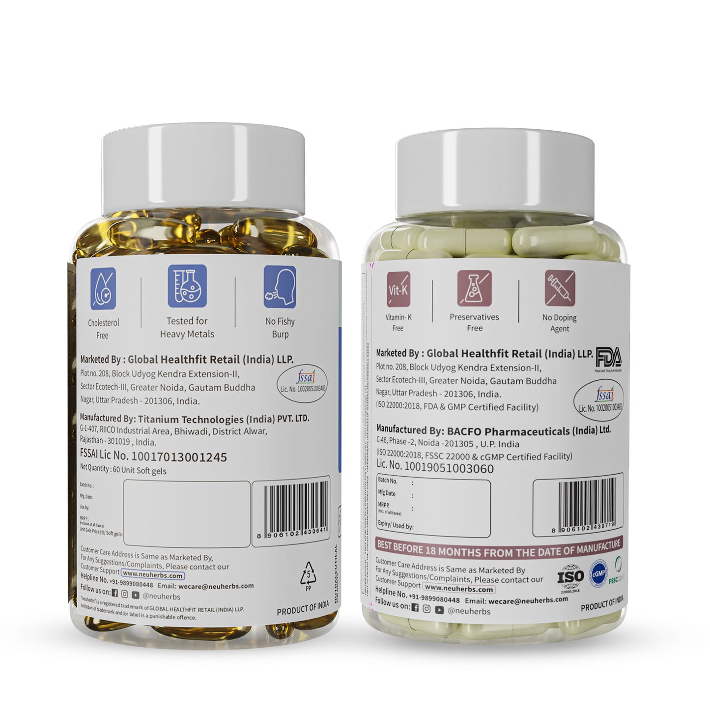 Complete Beauty Combo: Fish Oil & Hair Skin Vitamins Key ingredients: Fish Oil, Pomegranate & Vitamin D3