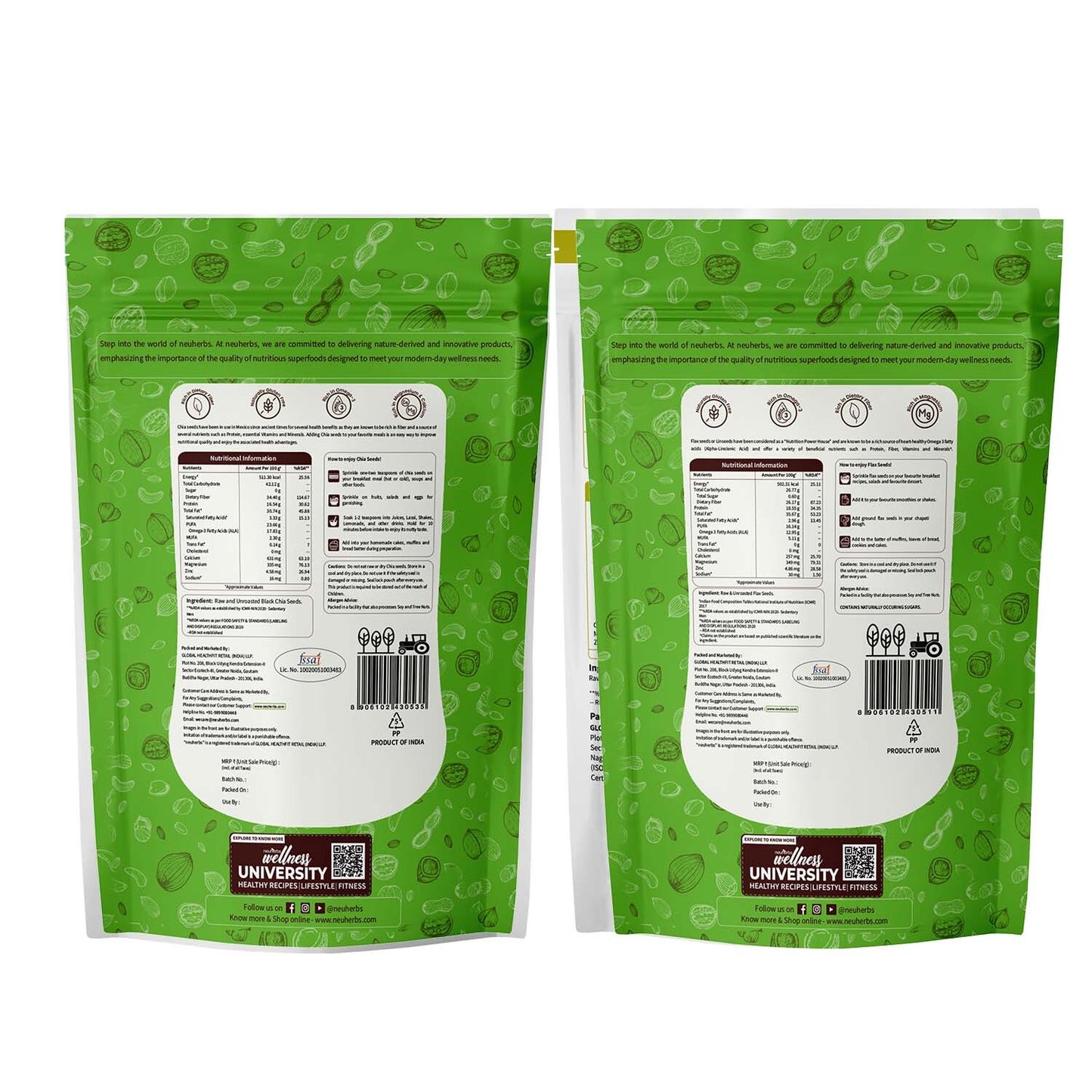 Flax & Chia Seeds Combo - Heart Health, Weight Loss, & Nutrition Flax & Chia Seeds Combo - Heart Health, Weight Loss, & Nutrition