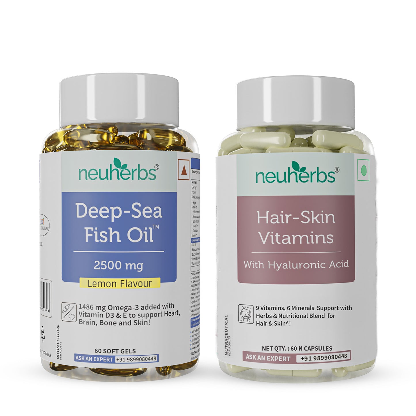 Complete Beauty Combo: Fish Oil & Hair Skin Vitamins Neuherbs Beauty Combo Fish Oil & Hair Vitamins pack