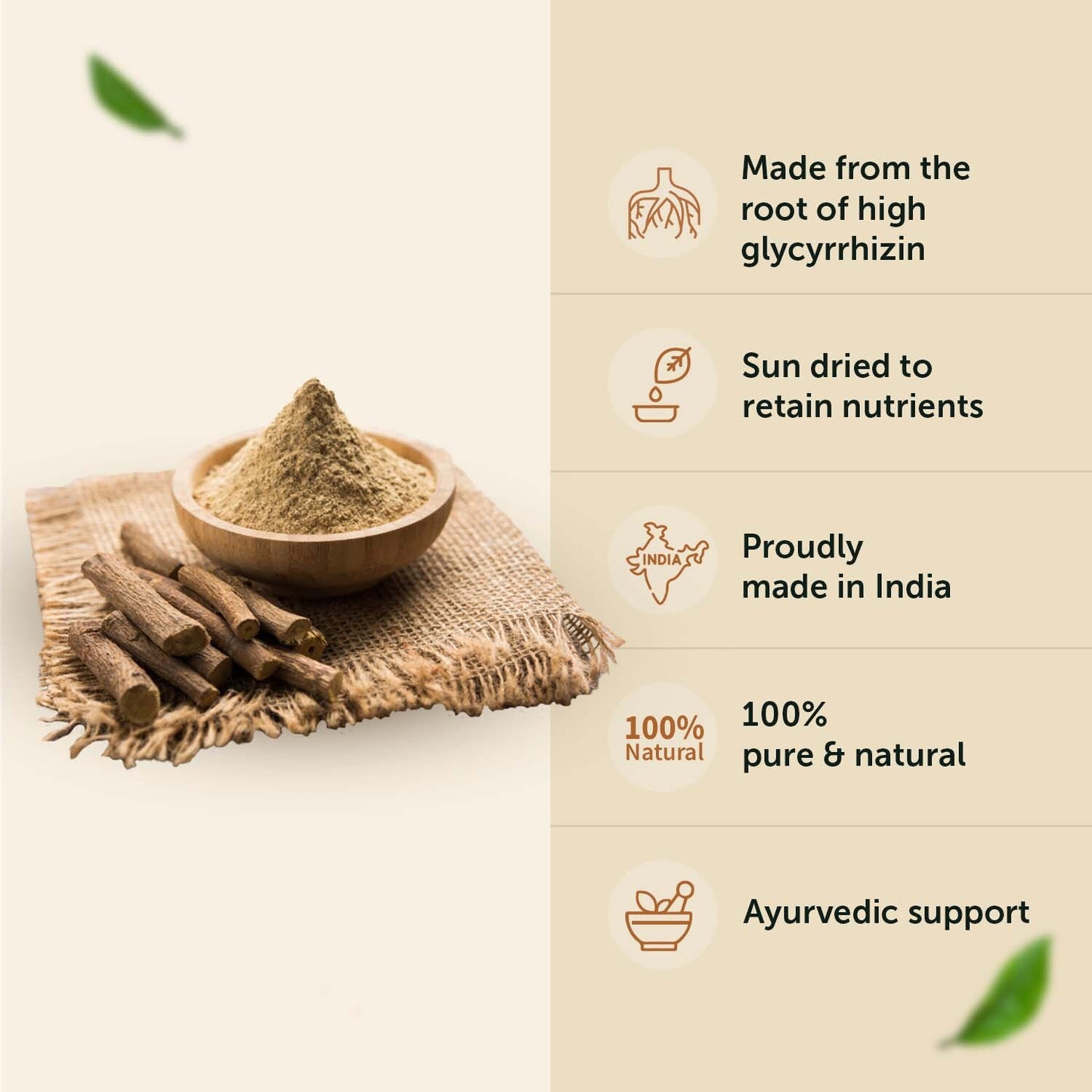 Organic Mulethi Powder for Skin Tightening & Sore Throat Organic Mulethi Powder for Skin Tightening & Sore Throat