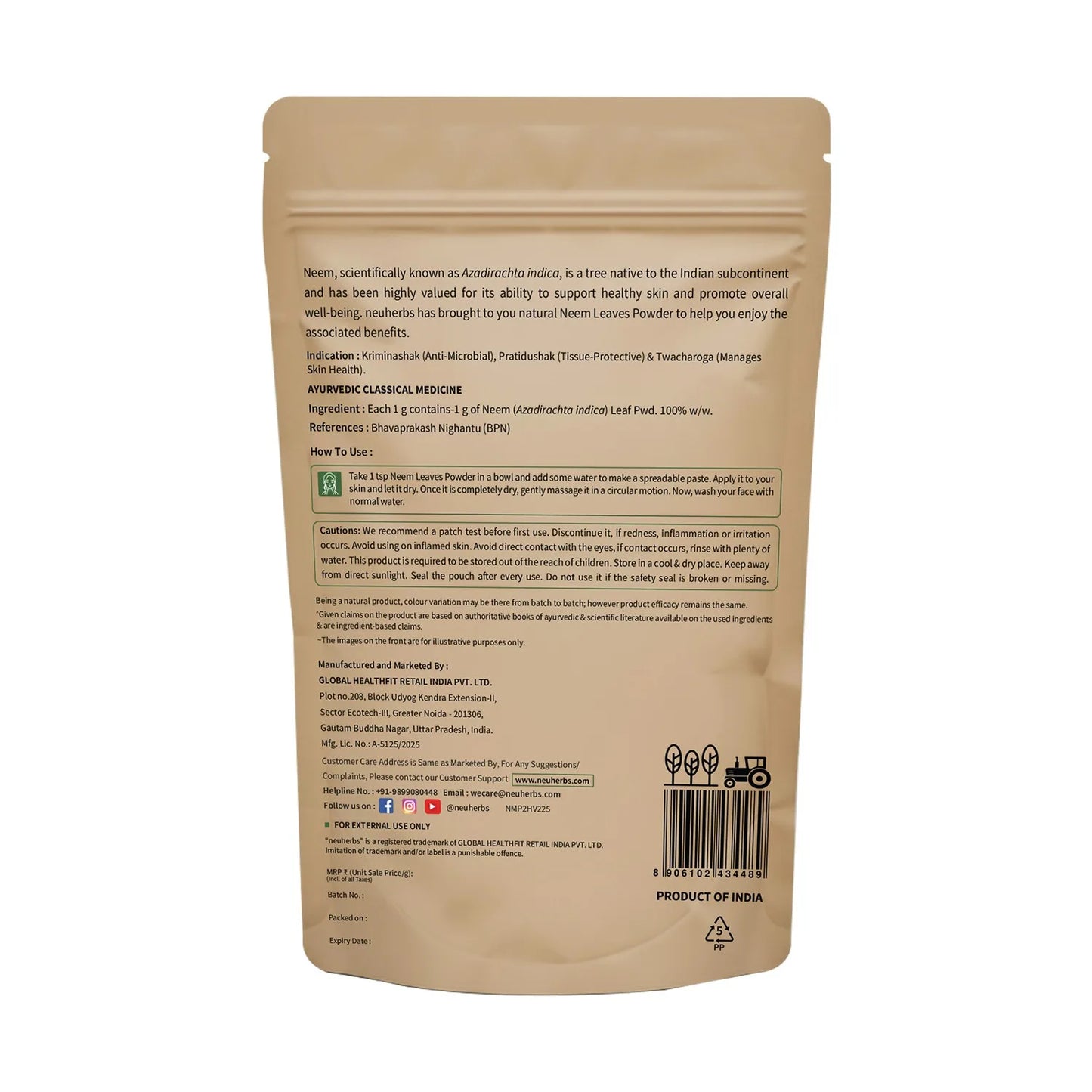 100% Natural Neem Leaves Powder - For Blemishes-Free Skin 100% Natural Neem Leaves Powder - For Blemishes-Free Skin