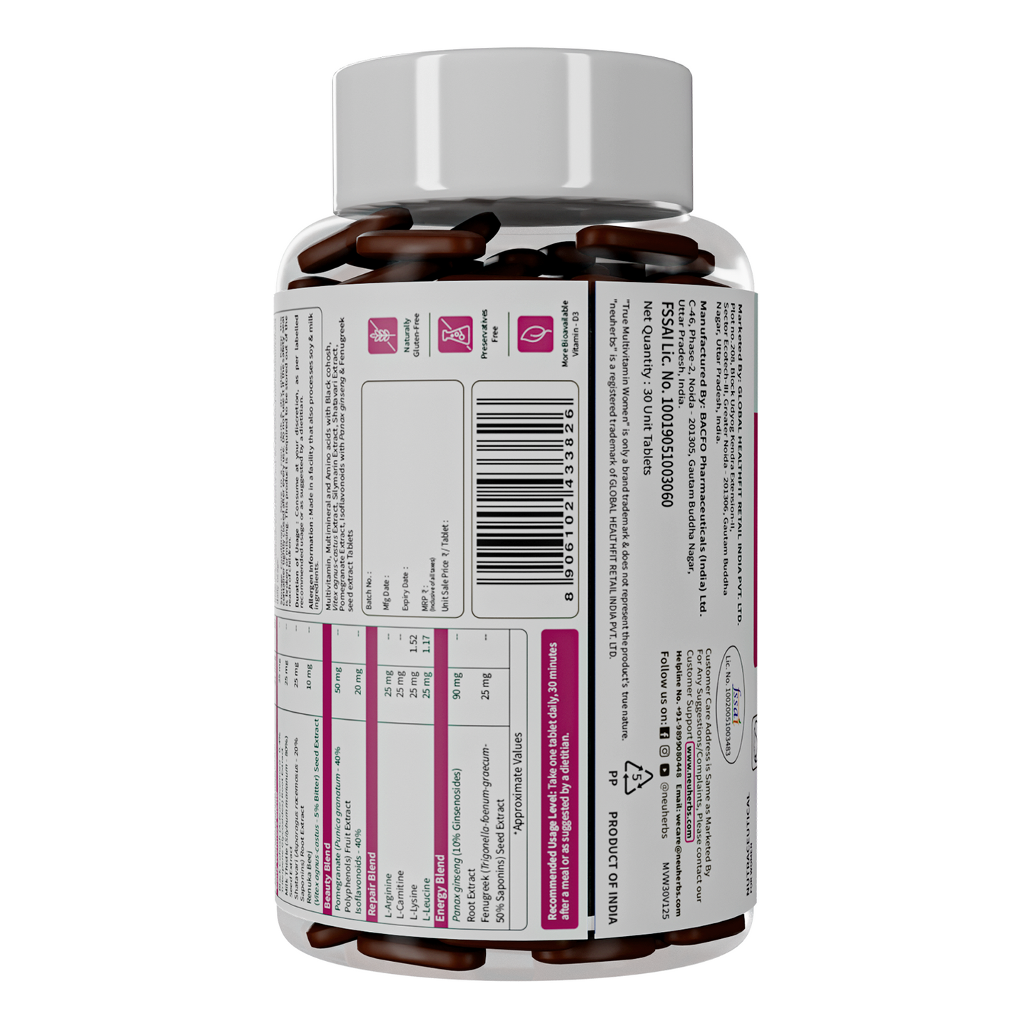 True Vitamin Women: Multivitamin Tablets For Women Women's True Multivitamin Tablets - Neuherbs