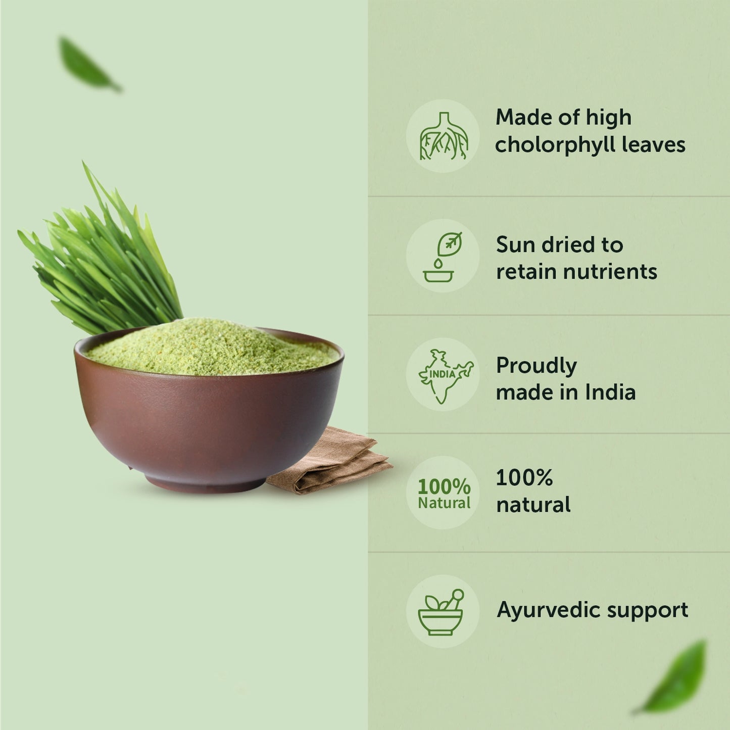 Organic Wheatgrass Powder for Improved Immunity & Digestion Ingredients in Organic Wheatgrass Powder