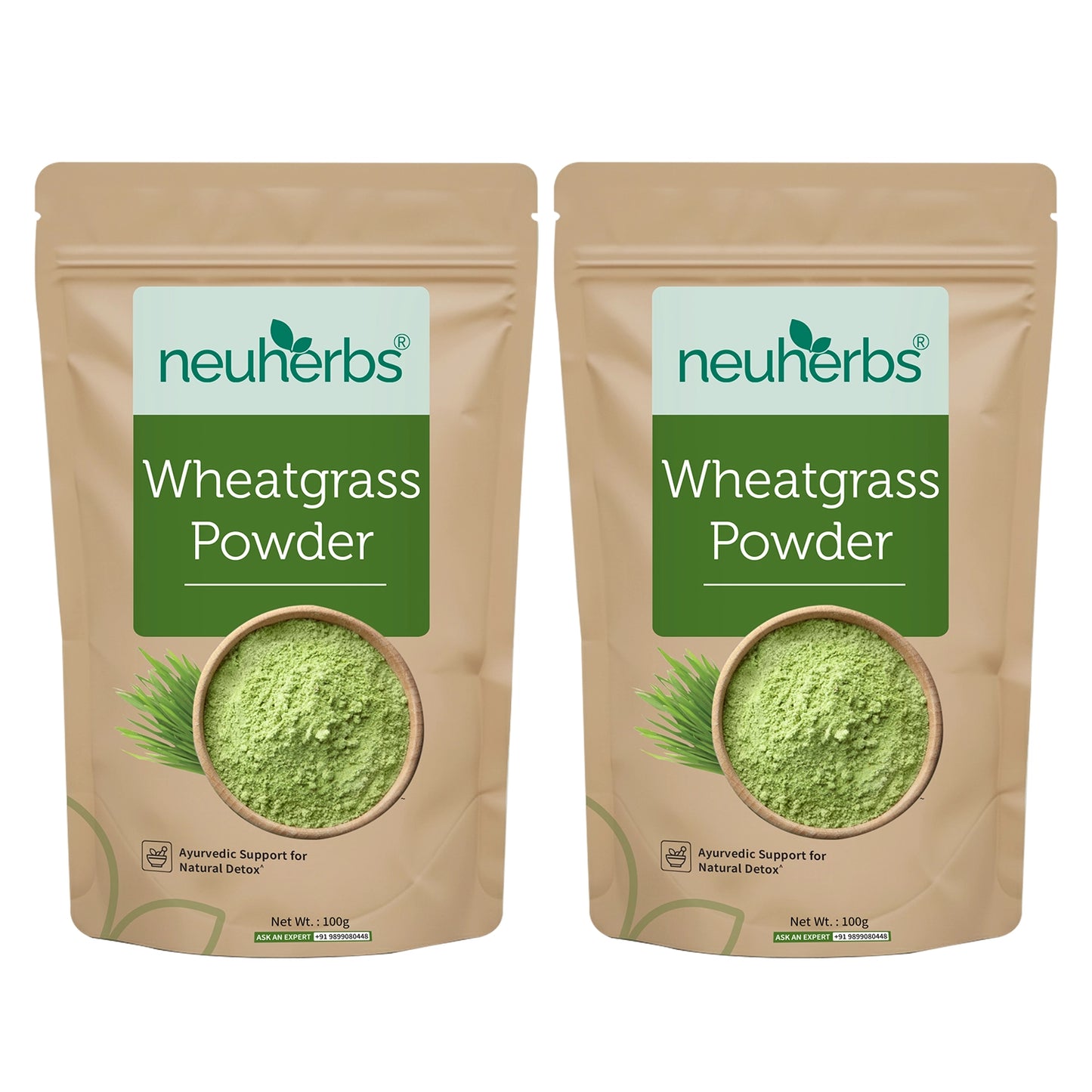 Organic Wheatgrass Powder for Improved Immunity & Digestion Organic wheatgrass supplement – back view (2 packs)