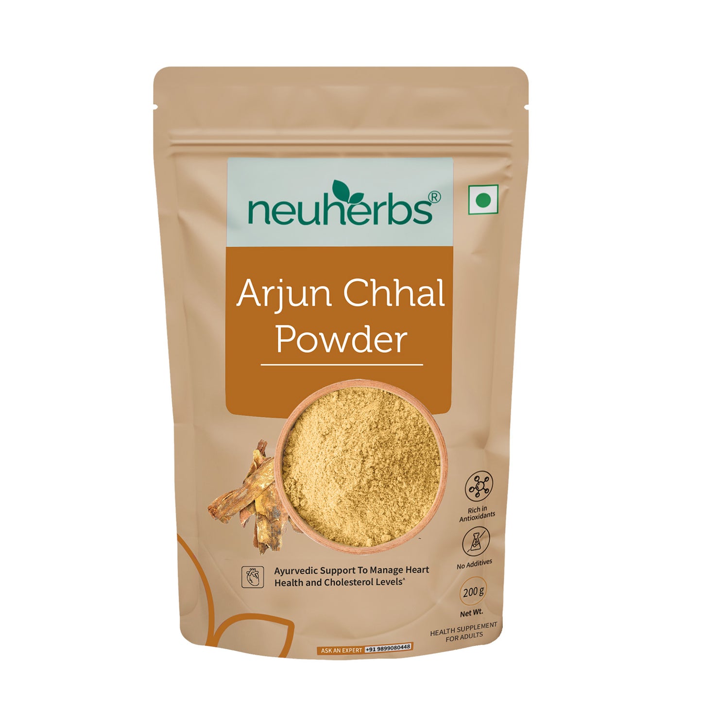 Natural Arjun Chhal Powder to Boost Heart Health Neuherbs Natural Arjun Chhal Powder in heart-health packaging