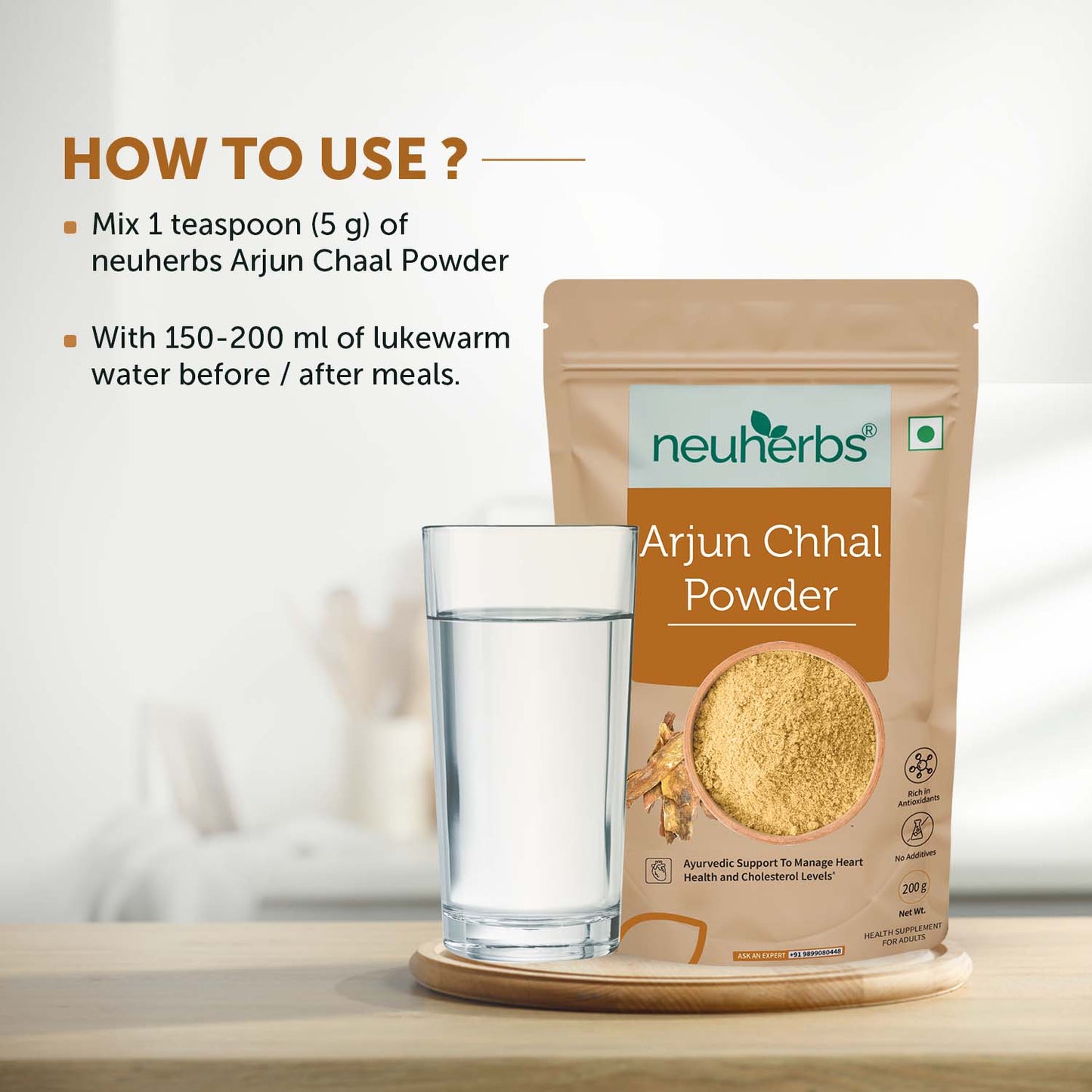 Natural Arjun Chhal Powder to Boost Heart Health how to use neuherbs ajun chhal powder