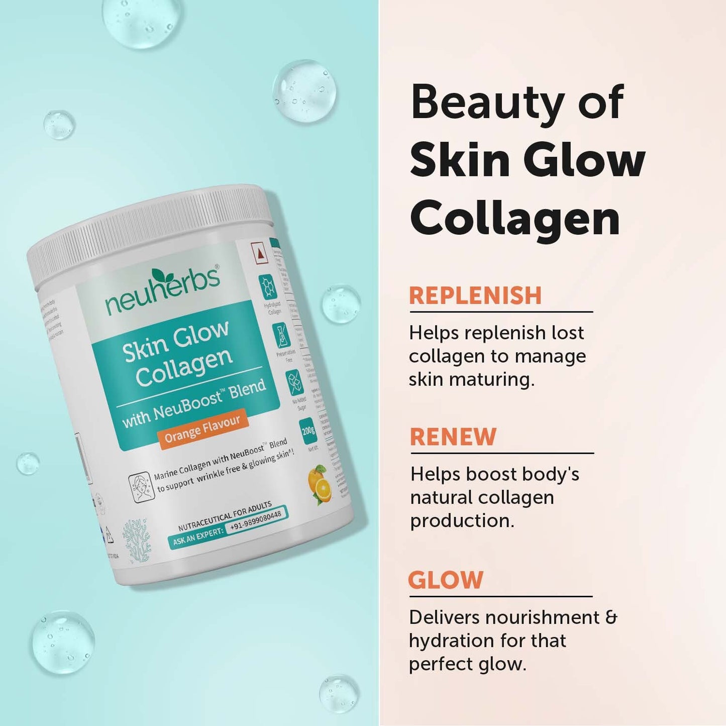 Skin Glow Collagen Powder for Glowing Skin Hyaluronic Acid and Collagen Supplement