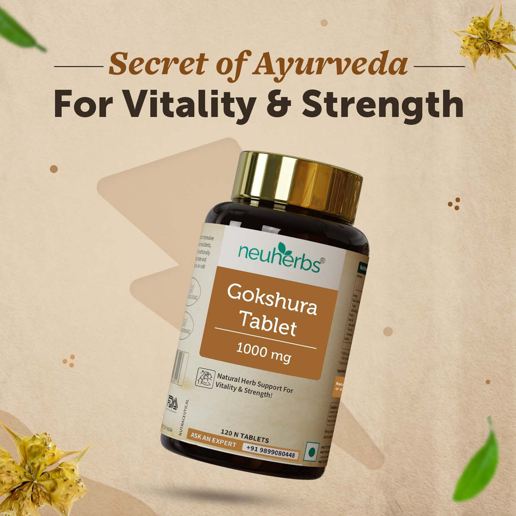 Ayurvedic Gokshura Tablet For Men Wellness - Improves Vitality & strength, Helps Boost Testosterone Levels - 60 Tablets