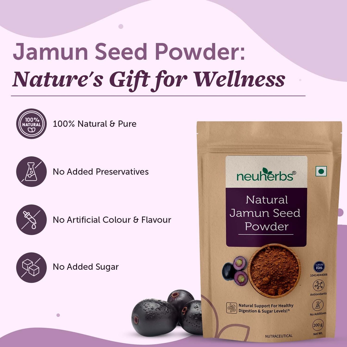 Natural Jamun Seed Powder for Blood Sugar Management