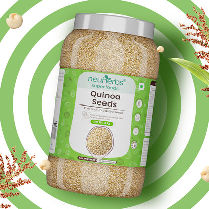 Raw Unroasted White Quinoa Seeds Rich in Protein, Iron, Fiber and Gluten Free Helps in cholesterol levels, weight loss and strong Bones