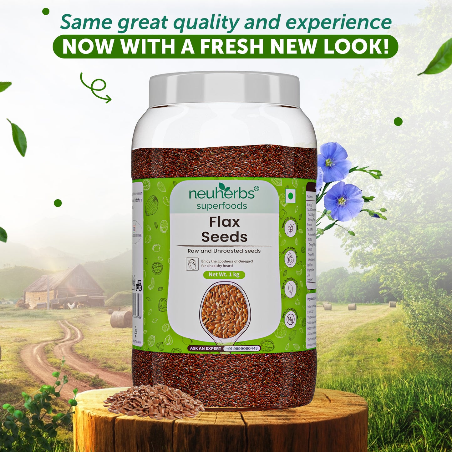 Raw Unroasted Flax Seeds naturally rich in Omega-3 fatty acids Helps in cholesterol levels, weight loss or management and strong Bones