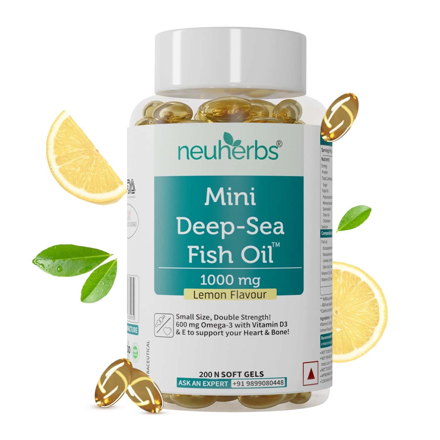 Mini Deep Sea Fish Oil 1000 mg (Lemon Flavour)