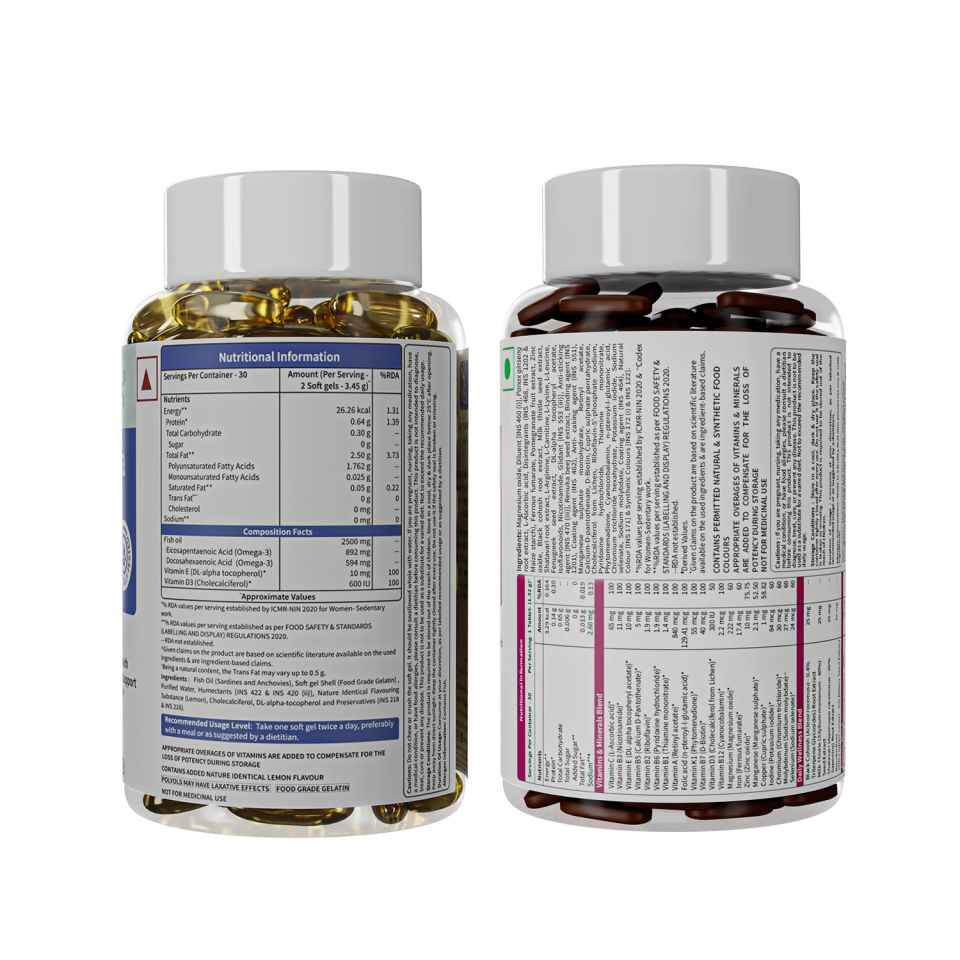 Couple’s Wellness Pack– Deep Sea Fish Oil Omega-3 & Multivitamin Women image 7