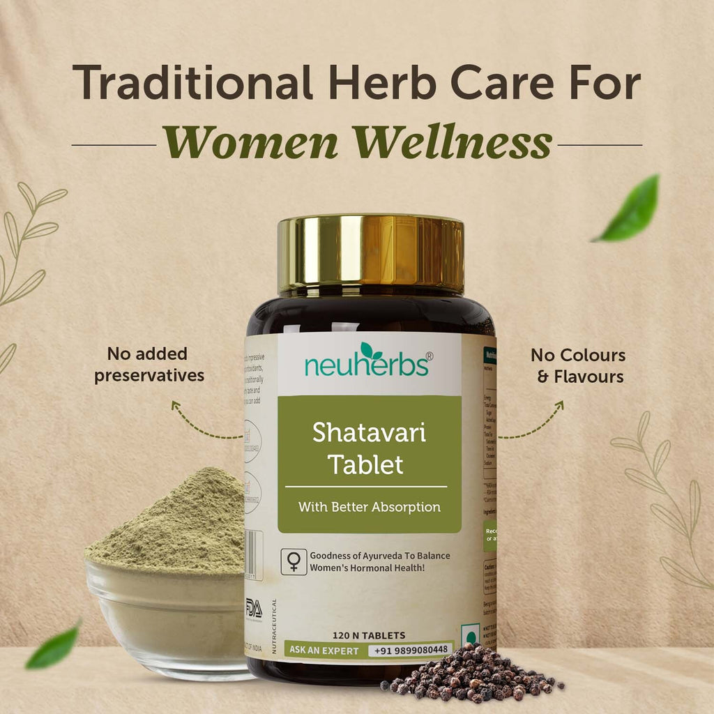 Ayurvedic Shatavari Tablets - Helps Maintain Women Hormonal Balance, Boost Immunity and Strength - 60 Tablets