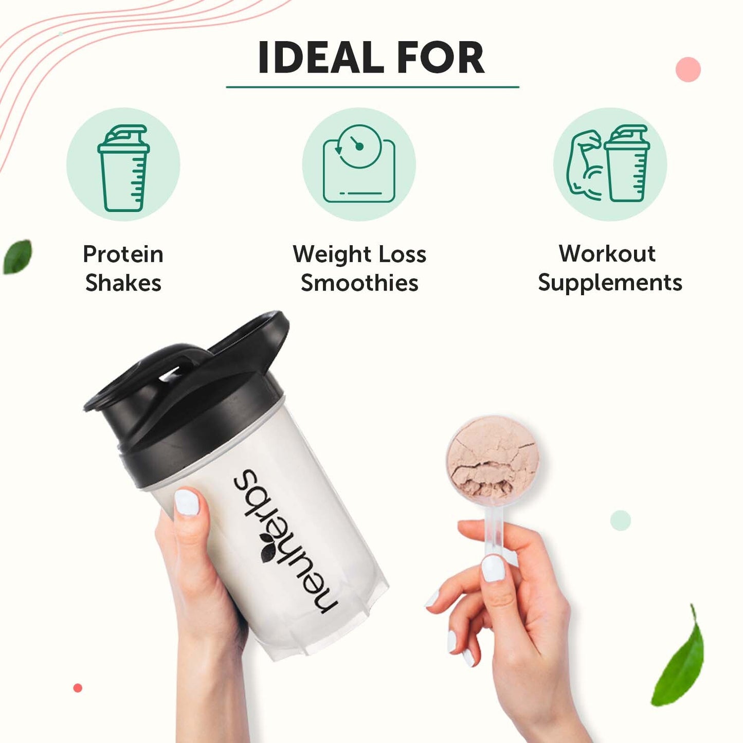 Gym Shaker Bottle For Protein Shakes With Whisk Ball