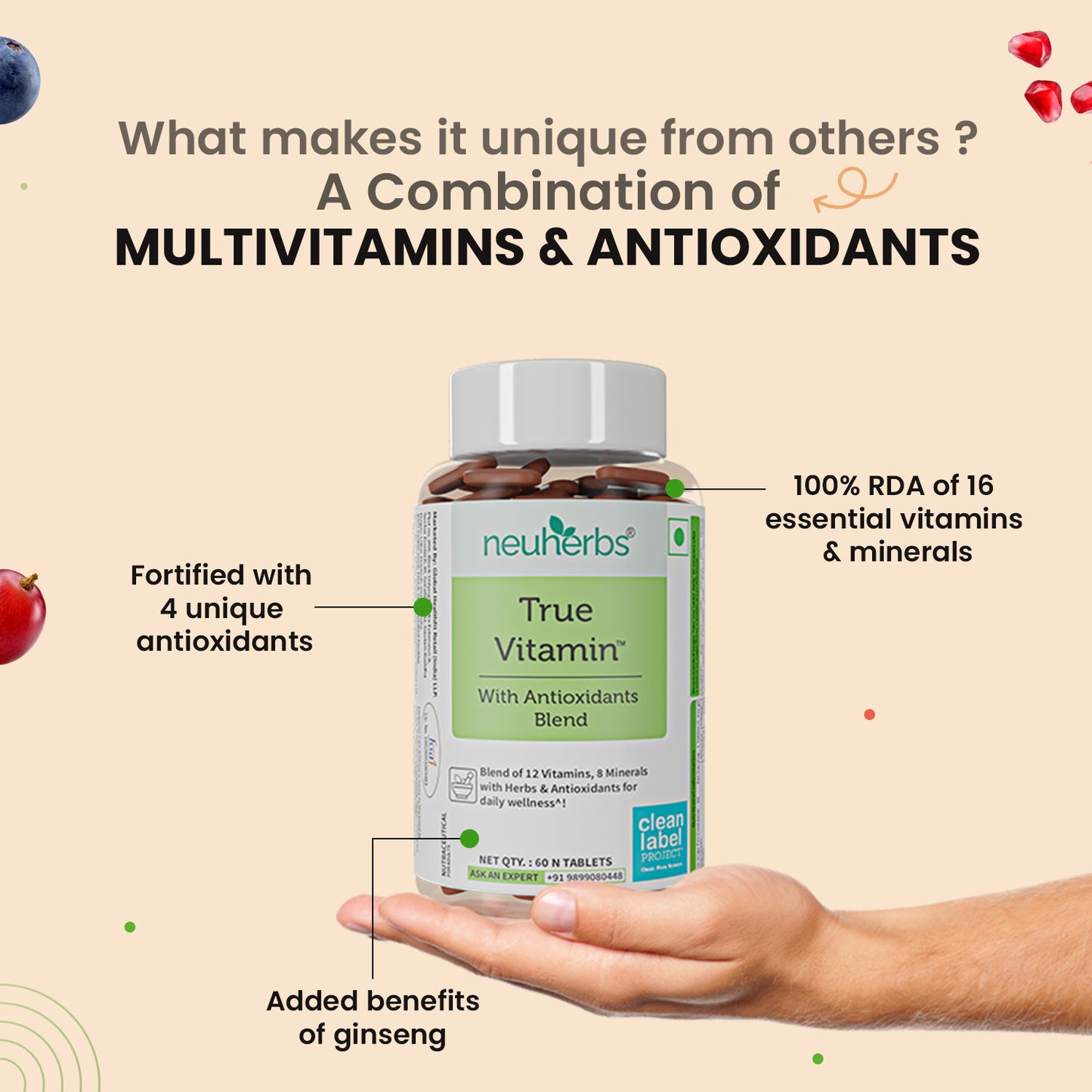 True Vitamin Tablets: Antioxidants Blend for Wellness