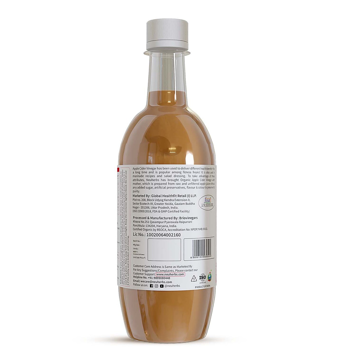 Certified Organic Apple Cider Vinegar with Mother helps in Weight loss, Blood Sugar level, and Digestion for Men & Women