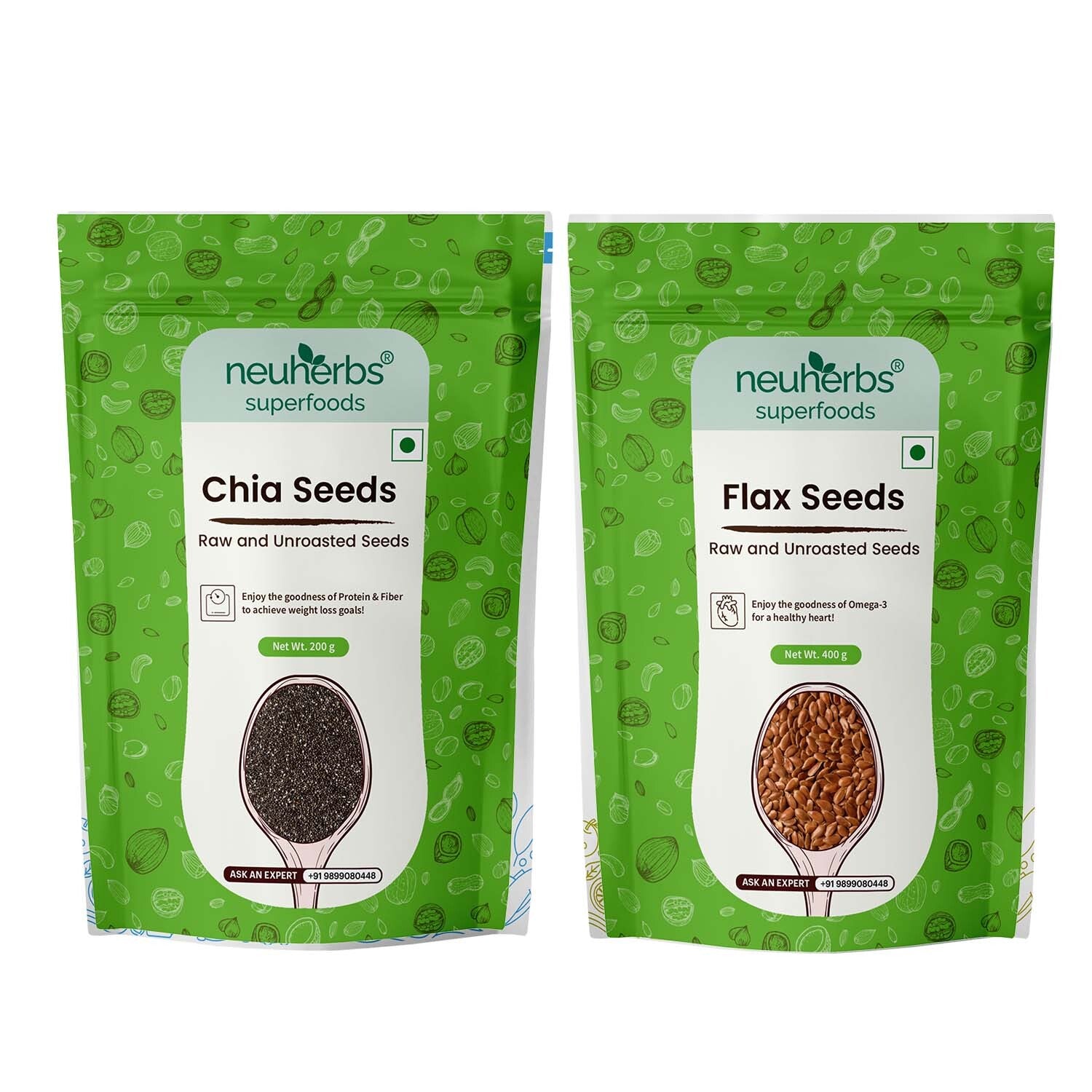 Flax & Chia Seeds Combo - Heart Health, Weight Loss, & Nutrition image 1
