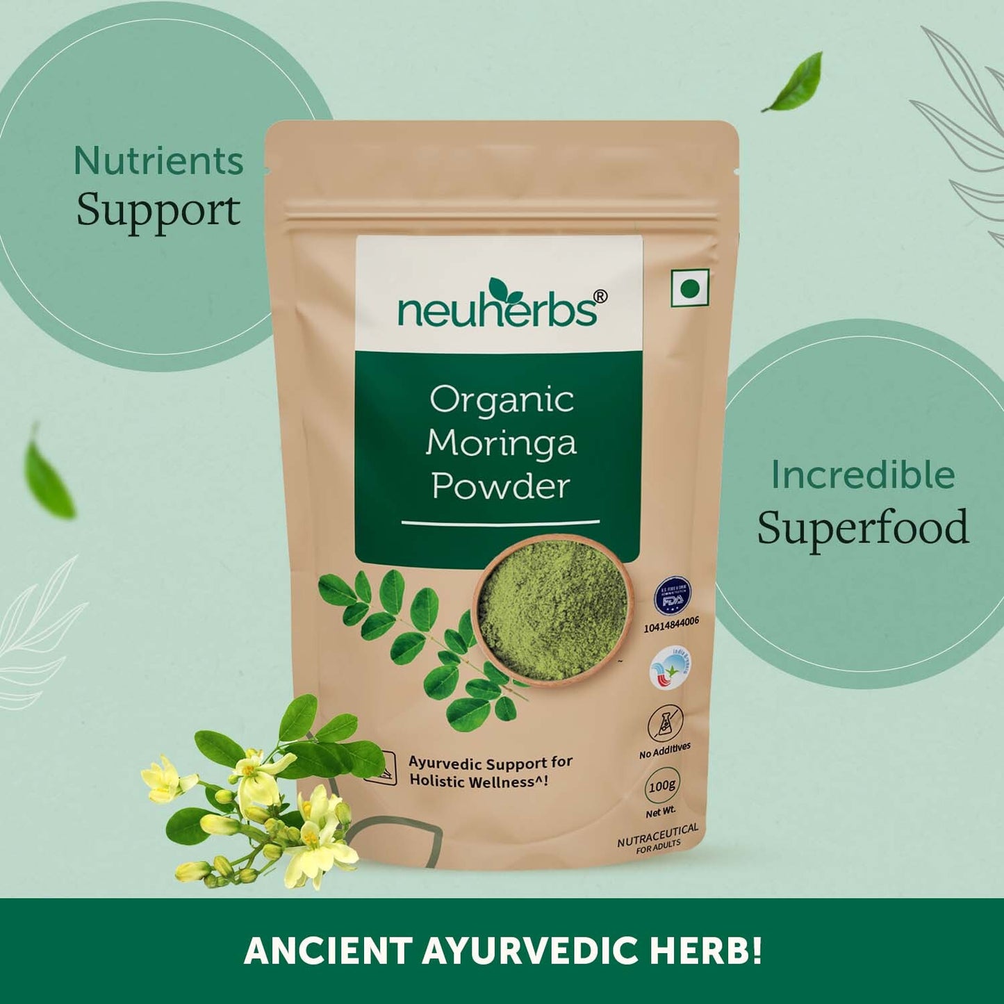 Organic Moringa Powder for Immunity, Weight Loss, Gut Health