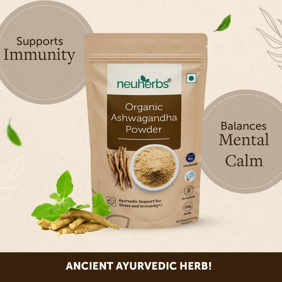 Organic Ashwagandha Powder for Energy & Stress Relief - neuherbs - Neuherbs