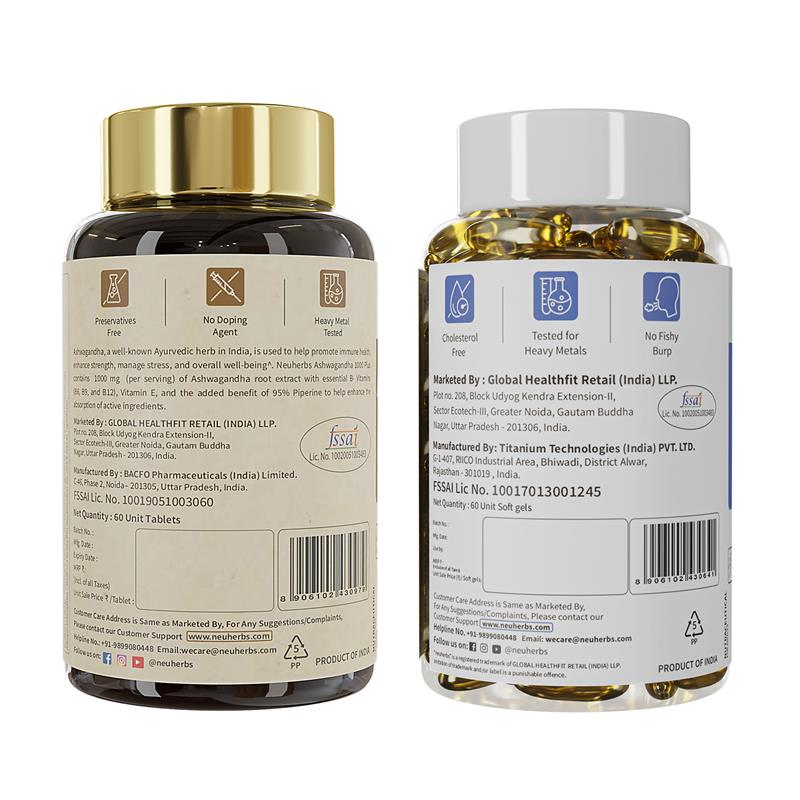 Stress Buster Combo: Omega-3 Fish Oil & Ashwagandha for Heart & Mind