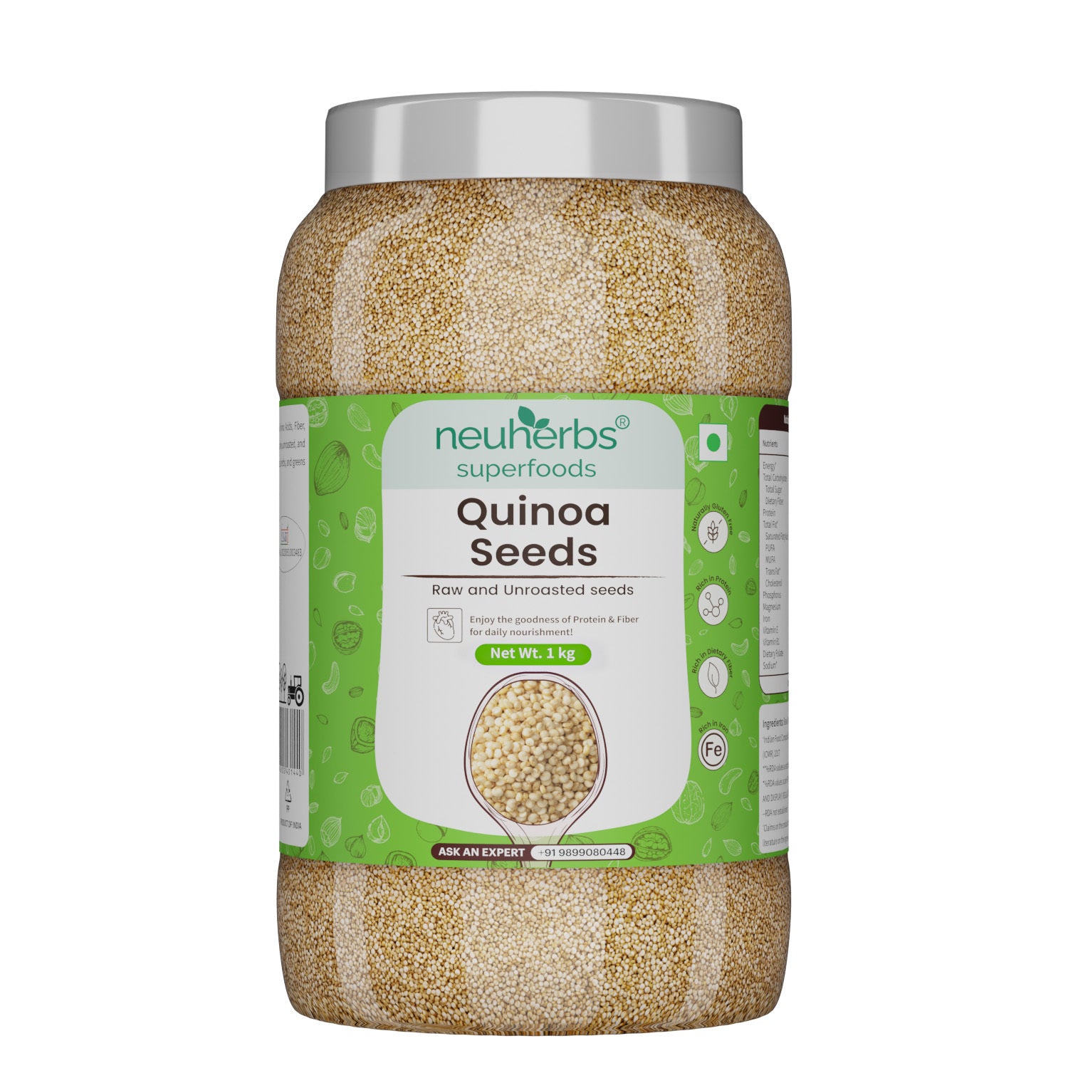 Raw Unroasted White Quinoa Seeds Rich in Protein, Iron, Fiber and Gluten Free Helps in cholesterol levels, weight loss and strong Bones image 1