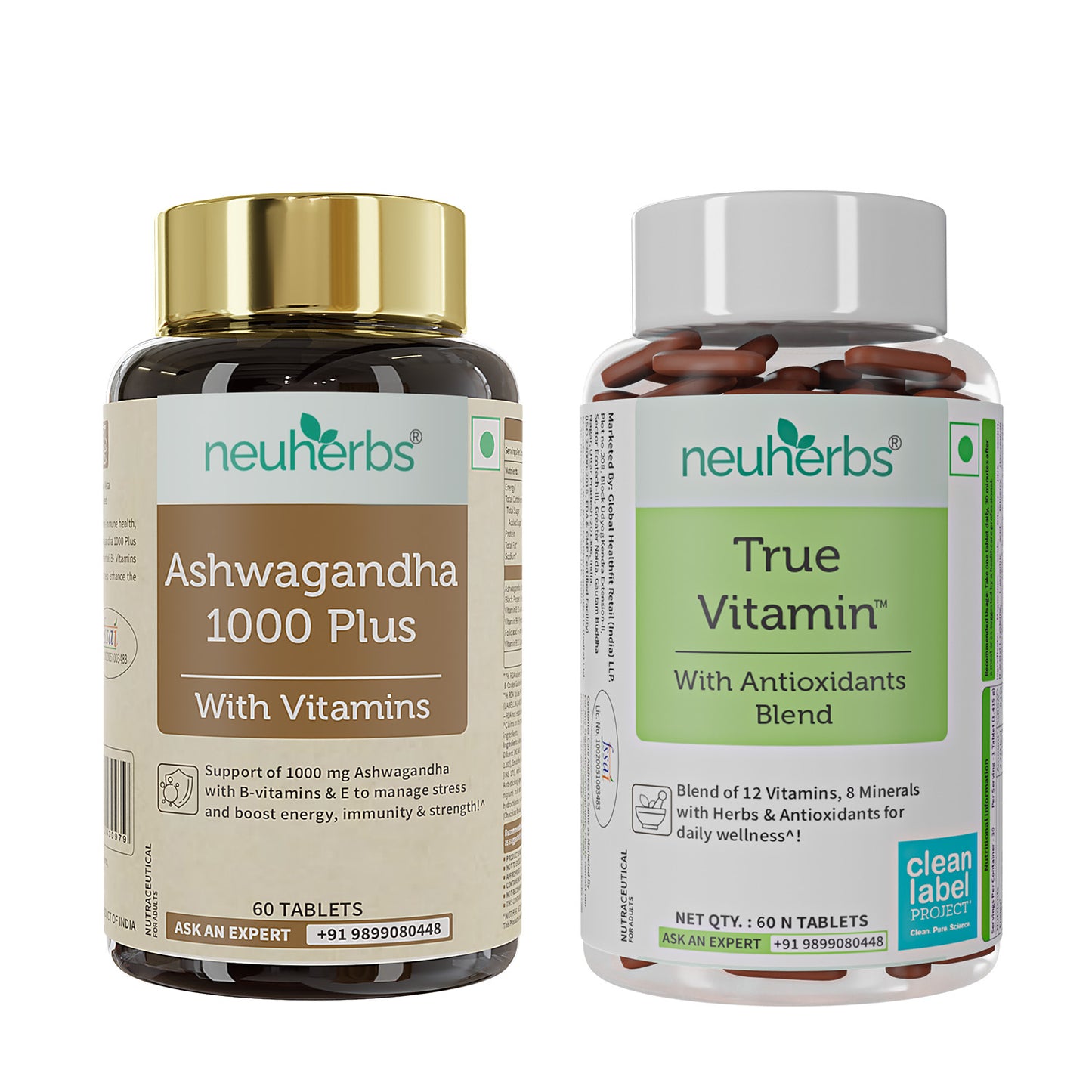 True Vitamin 60 Tablets & Ashwagandha 1000 Plus 60 Tablets Combo