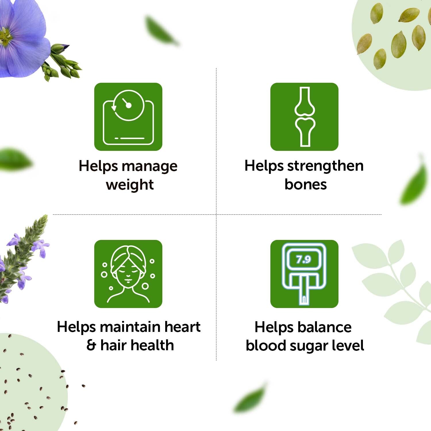 Organic Flax, Chia & Pumpkin Seeds Combo for Heart & Bone Health image 2