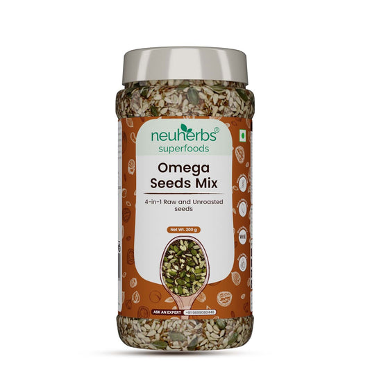 Omega Seeds Mix with richness of Flax, Pumpkin, Watermelon & Sunflower seeds with omega-3, dietary fiber, protein and essential nutrients helpful for Weight Loss, Heart & Good Skin