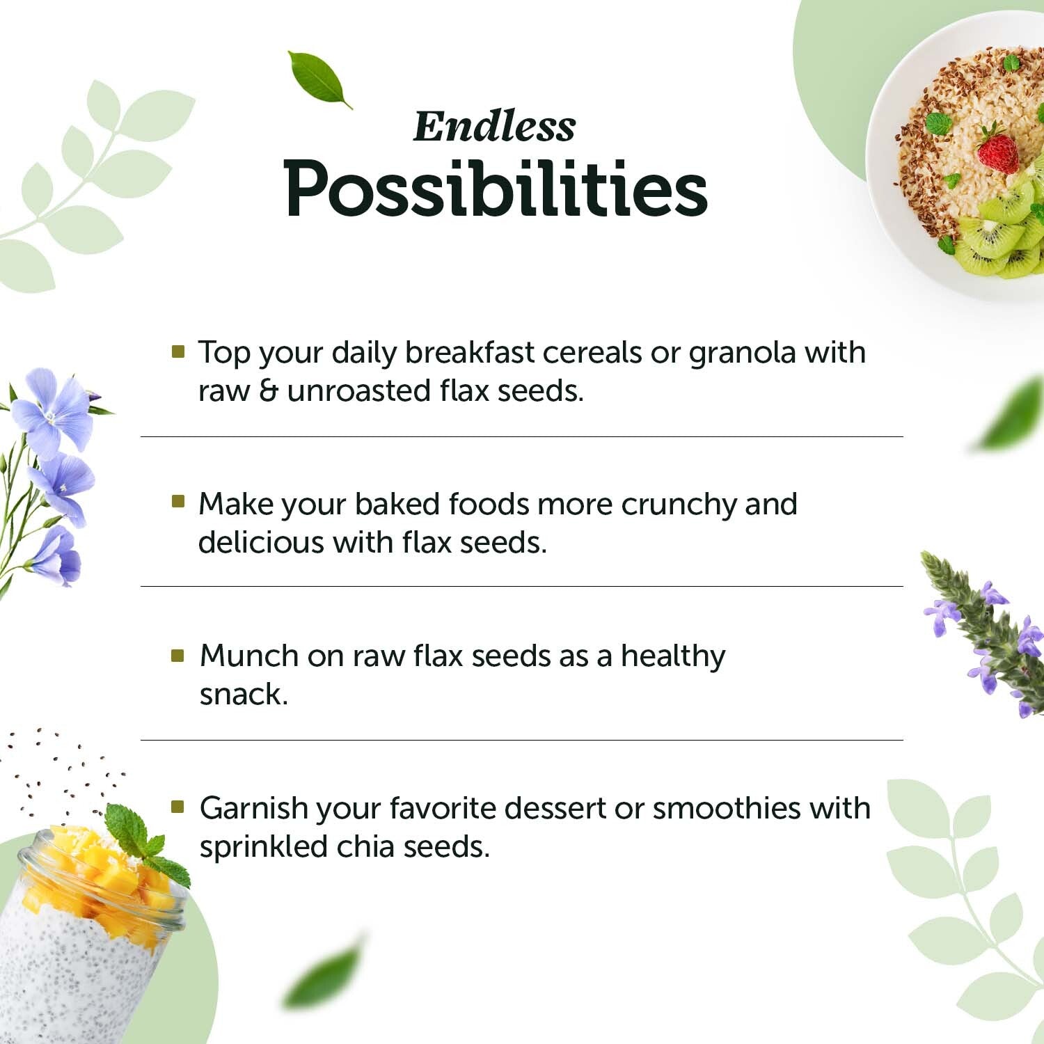 Flax & Chia Seeds Combo - Heart Health, Weight Loss, & Nutrition