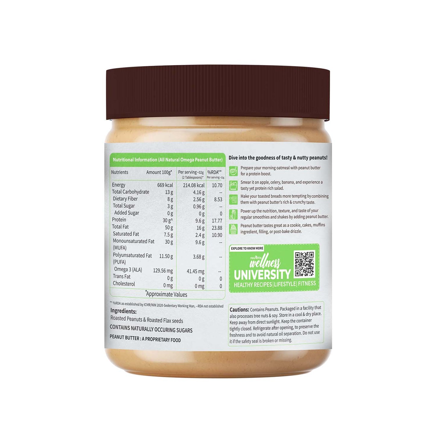 All-Natural Peanut Butter: Protein-Rich & Omega-3 Boost