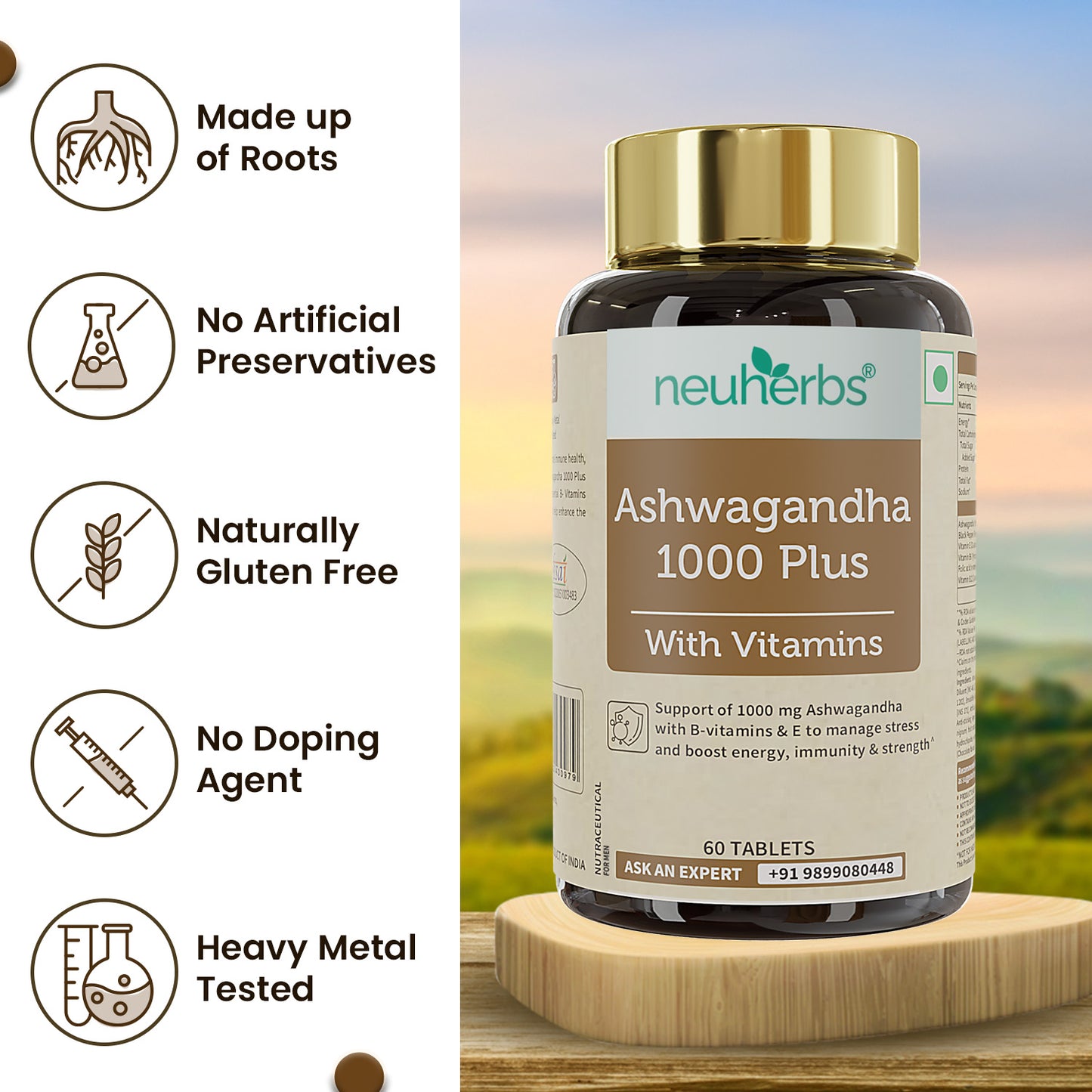 Ashwagandha 1000 Plus Tablets - Stress Relief & Wellness