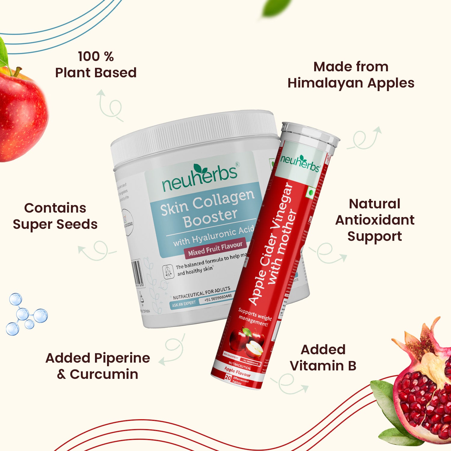 Beauty & Glow Combo - Skin Collagen Booster 105g & Apple Cider Vinegar 20 Tablets image 2