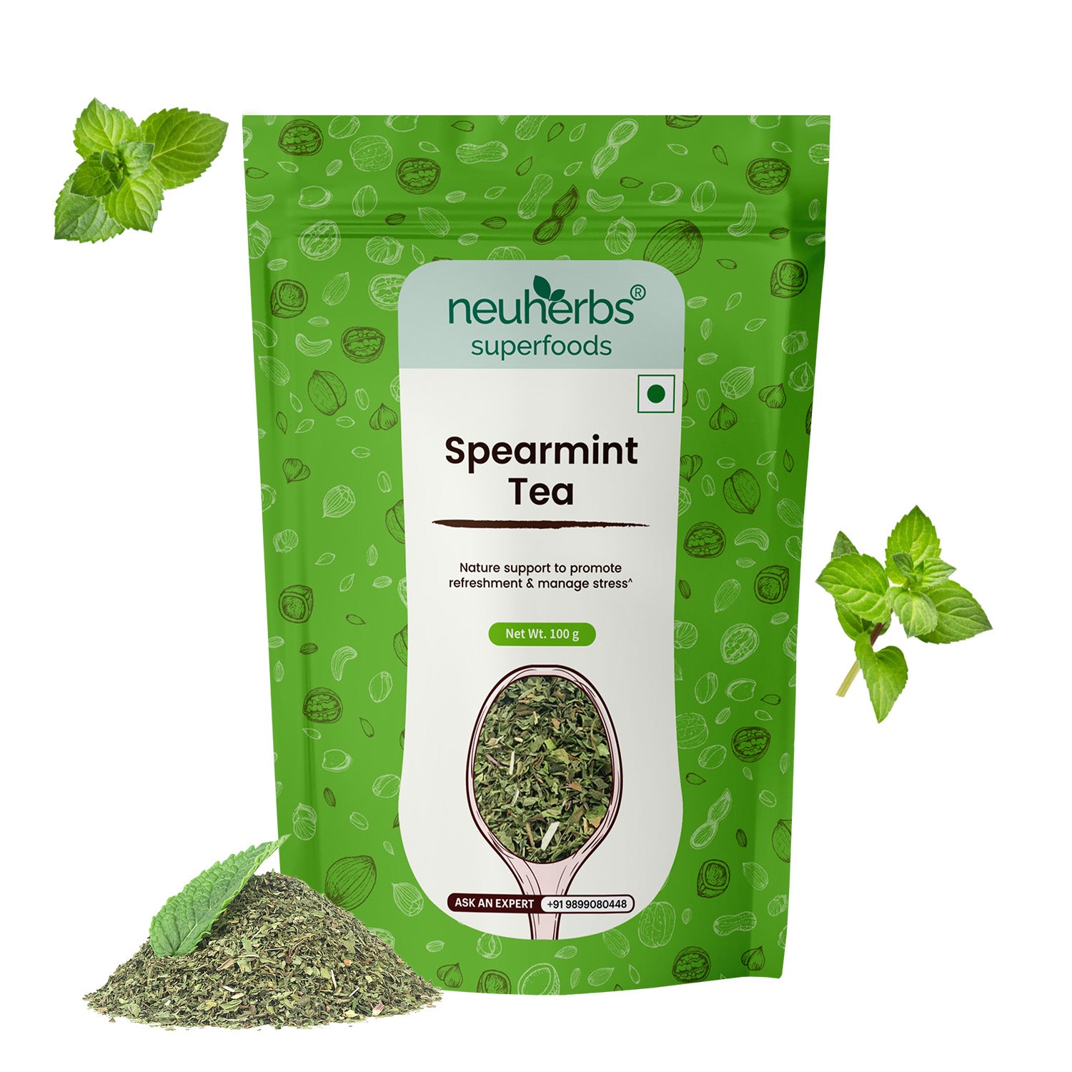 Spearmint Tea Leaves for Refreshment & Stress - 100gm image 1