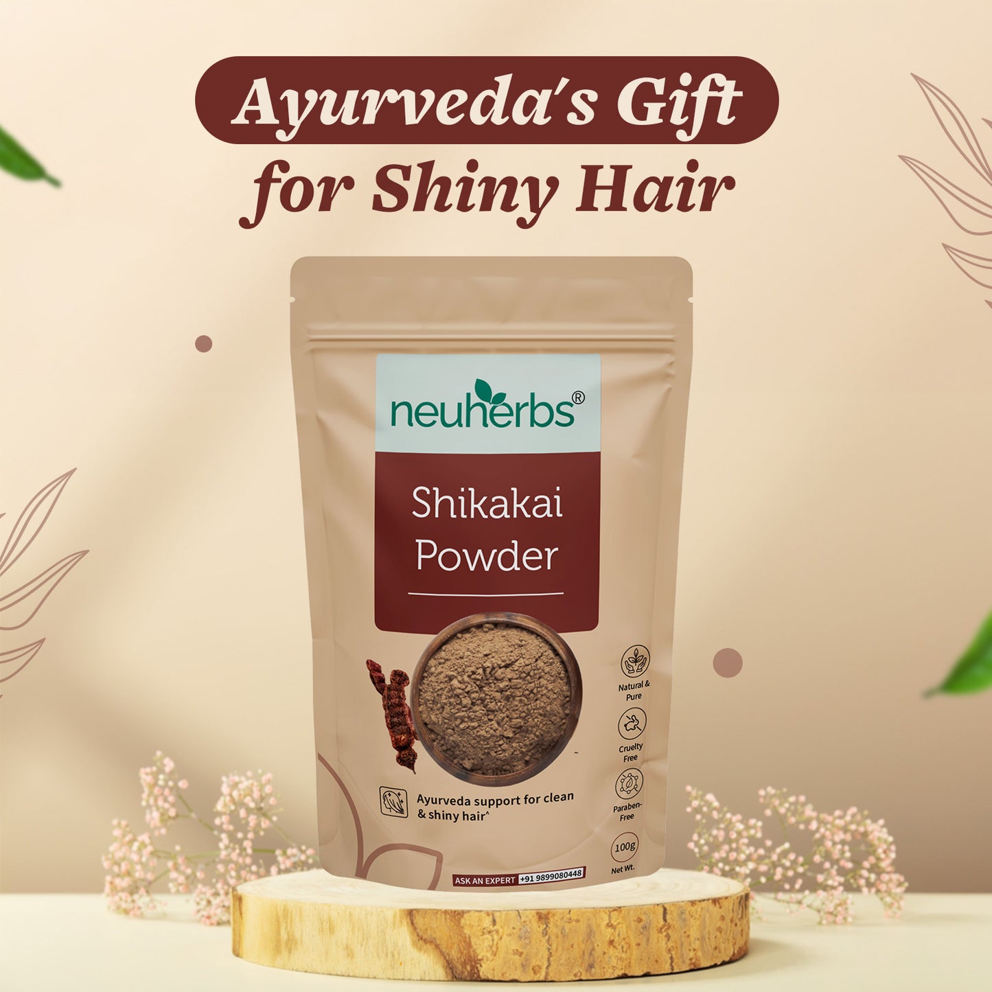 100% Natural Shikakai Powder For Hair Cleansing & Shine