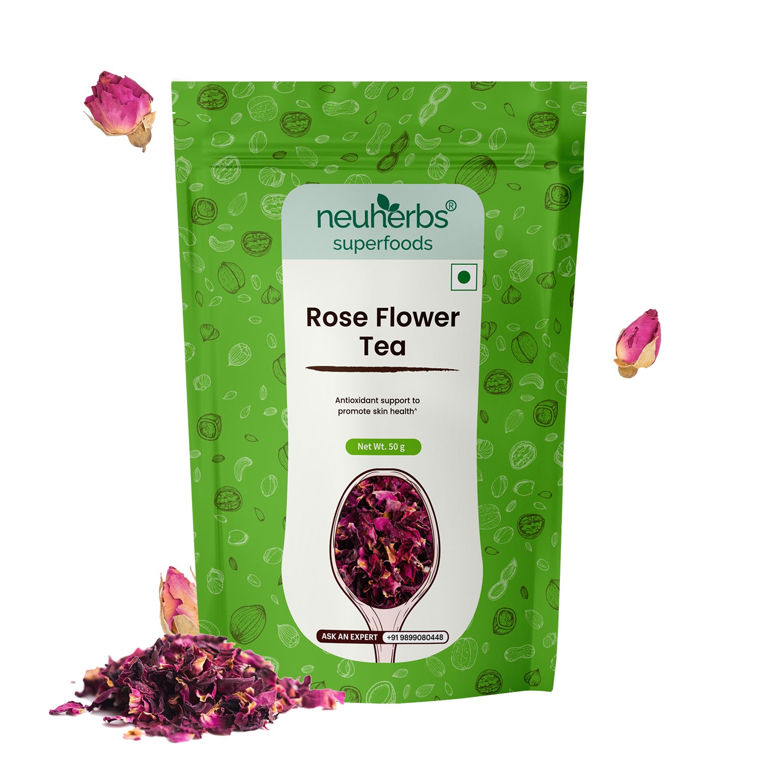 Rose Flower Tea For Glowing Skin, Improves Skin Tone- 50 gm image 1