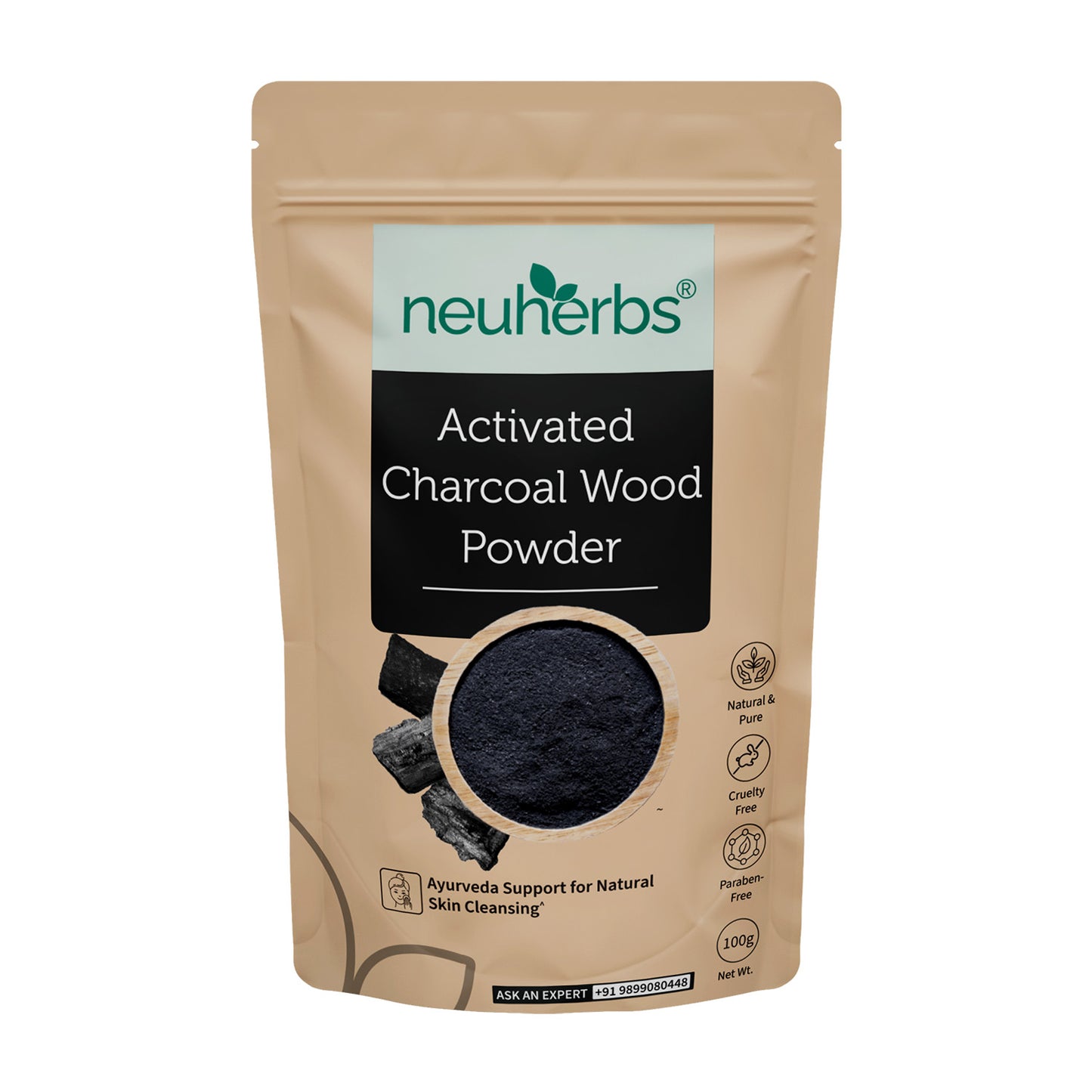 100% Pure Activated Charcoal Wood Powder 100g for Skin Cleansing