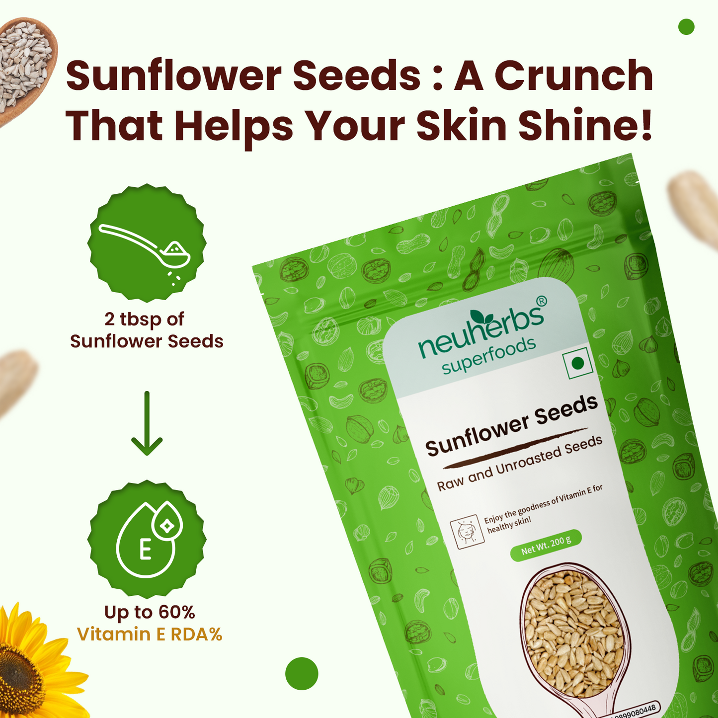 Organic Sunflower Seeds for Heart & Skin Health