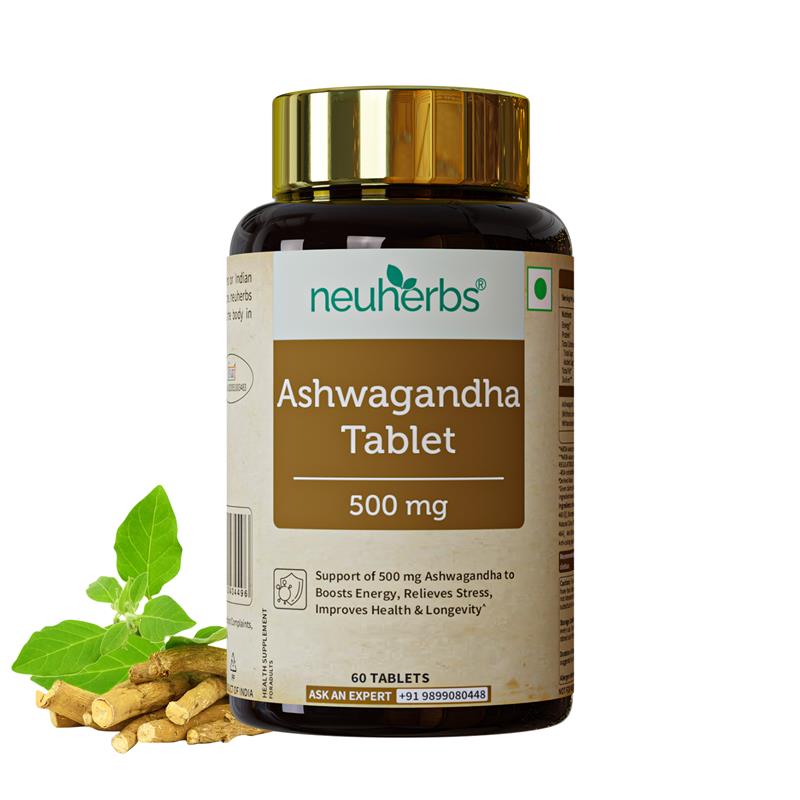 Neuherbs Ashwagandha 500mg tablets bottle front view