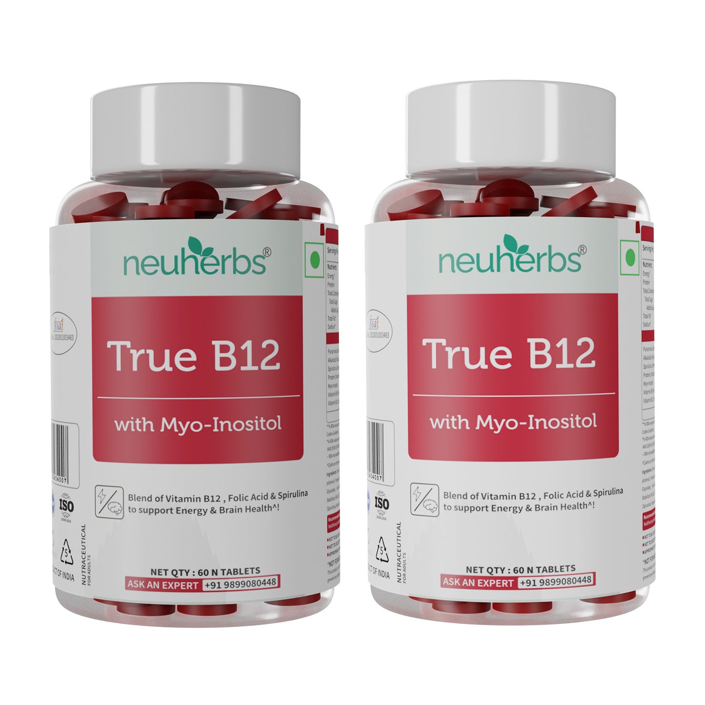 Plant-Based True Vitamin B12 Tablets For Energy & Brain