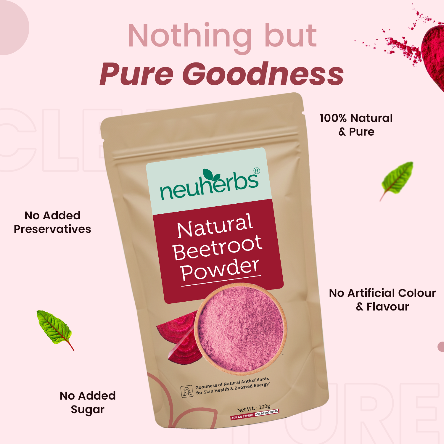 Pure Beetroot Powder 100 gm for Youthful Skin & Hair image 2