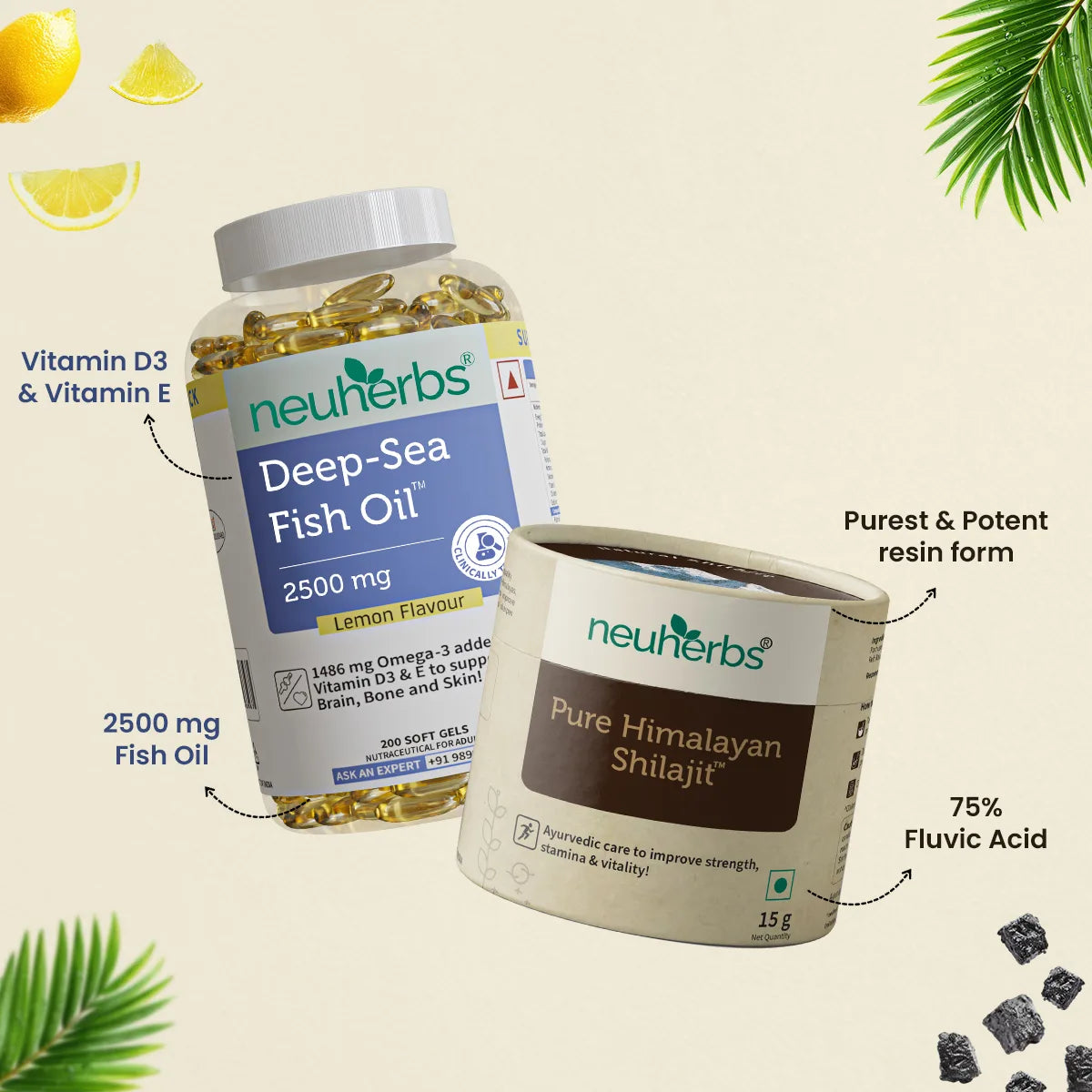 Deep Sea Fish Oil Capsules For Muscles With Free Shilajit Resin image 3