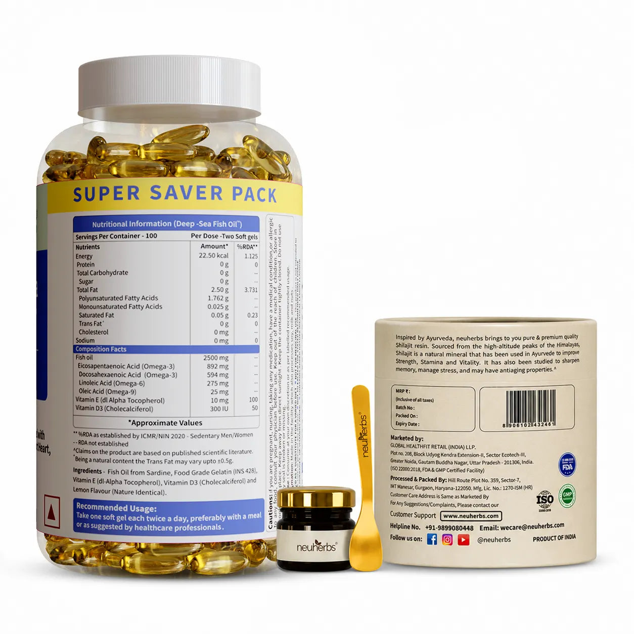Deep Sea Fish Oil Capsules For Muscles With Free Shilajit Resin