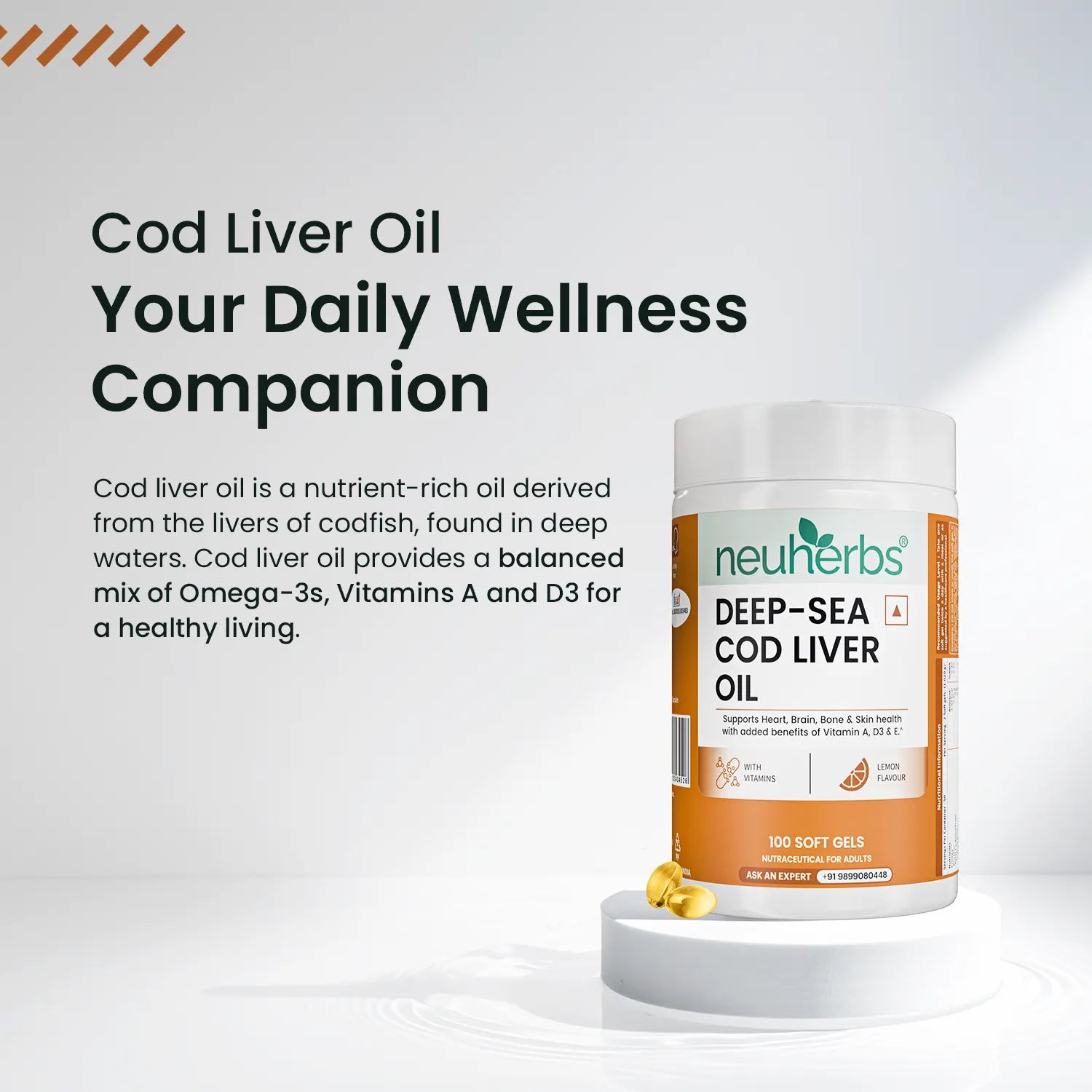 Deep Sea Cod Liver Oil Capsules for Heart & Brain image 2