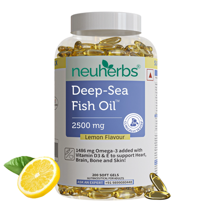Deep Sea Fish Oil Capsules - 2500 mg Omega 3 (Lemon Flavored)