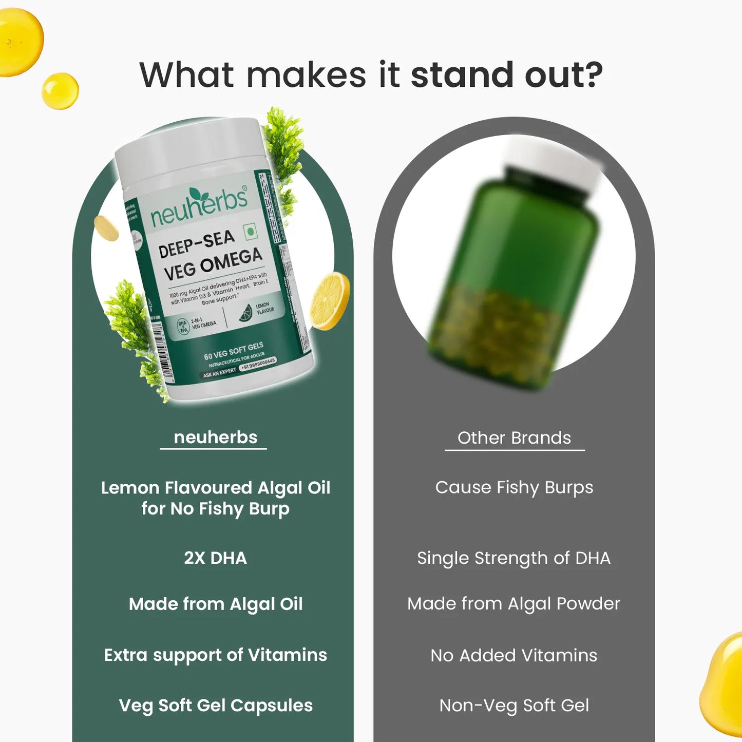 Neuherbs Deep-Sea Veg Omega | Algae Oil Capsules