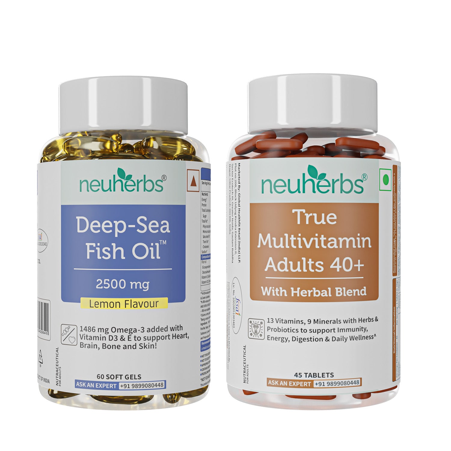 Deep-Sea Fish Oil 60 Softgels & True Vitamin Adults 40+ 45 Tablets Combo image 1