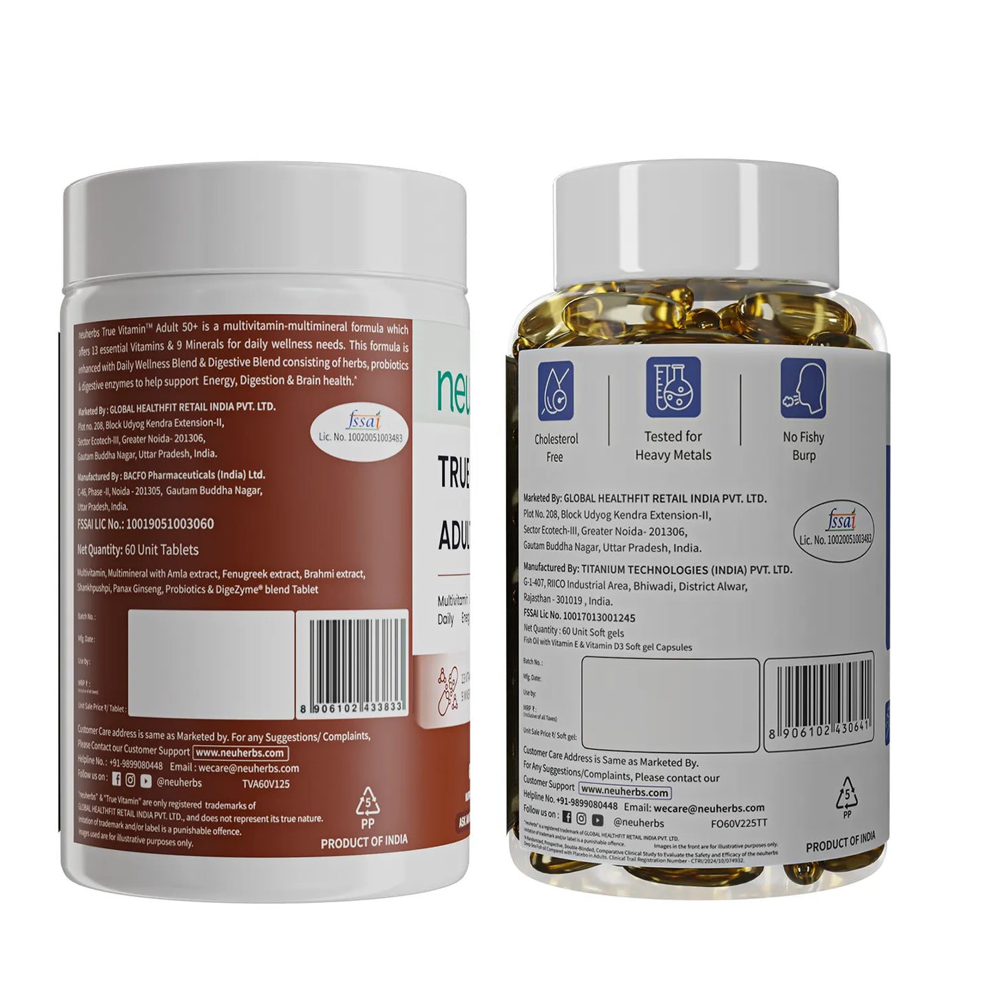 Deep-Sea Fish Oil 60 Softgels & True Vitamin Adults 50+ 60 Tablets Combo