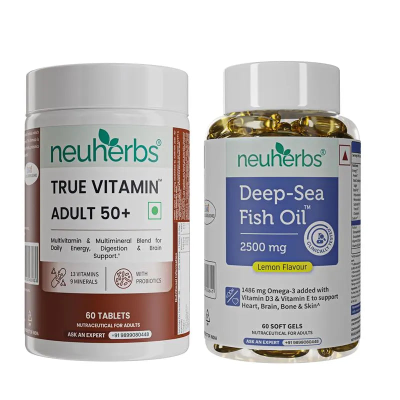 Deep-Sea Fish Oil 60 Softgels & True Vitamin Adults 50+ 60 Tablets Combo image 1
